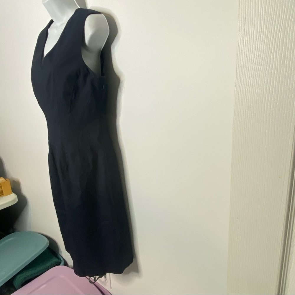 PIAZZA SEMPIONE Navy Silk V-Neck Knee-Length Dress Size 44it 8US - Picture 3 of 14